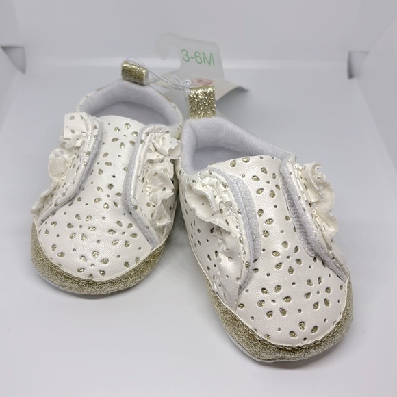 Cat & Jack Other - Infants Slip On White and Gold Glitter Shoes